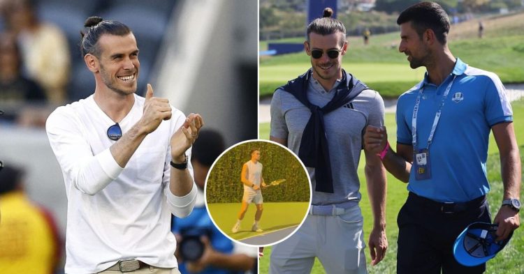 Gareth Bale practising tennis and Novak Djokovic