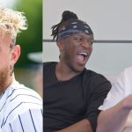 Jake Paul (left) and KSI with Logan Paul (right)