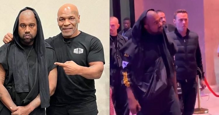 Kanye West with Mike Tyson (left), Kanye West entering the arena for Fury vs. Ngannou