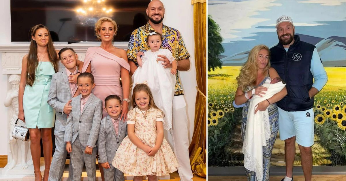 Tyson Fury with his wife Paris Fury and their seven children