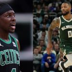 Boston Celtics' Jrue Holiday and Milwaukee Bucks' Damian Lillard