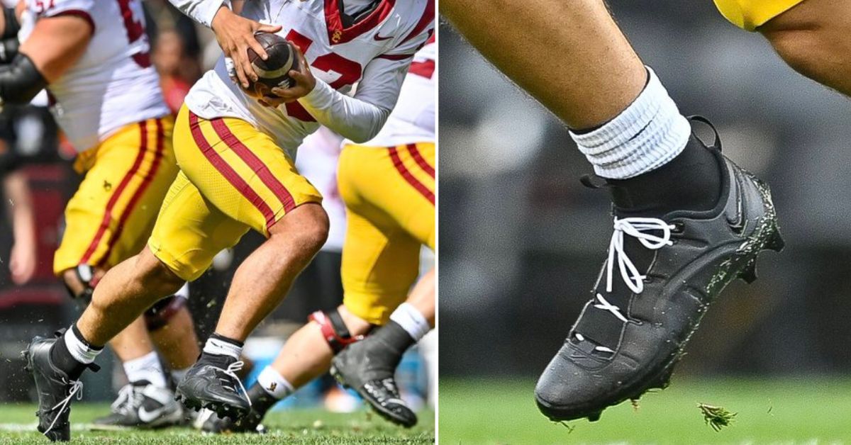 Caleb Williams wearing Nike LeBron cleats (Credit- X)