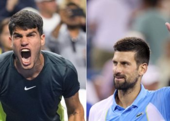 Carlos Alcaraz and Novak Djokovic at 2023 Cincinnati Masters