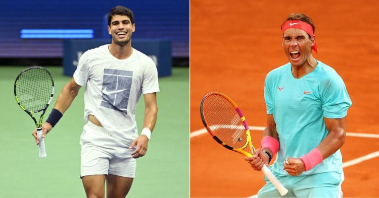 Carlos Alcaraz and Rafael Nadal. (Credits- X, Getty Images)