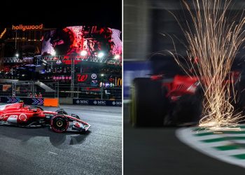 Carlos Sainz clocks the top speed during the Las Vegas GP. (Credits - F1 Fansite, Aurosport)