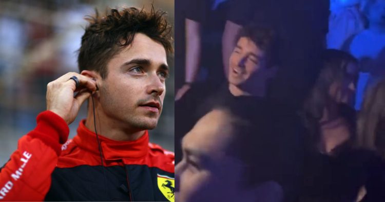 Charles Leclerc (left), Leclerc with Alexandra Saint Mleux at Abu Dhabi (right) (Credits- The Spun, Twitter)