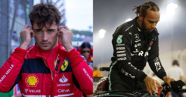 Charles Leclerc (left), Lewis Hamilton, Abu Dhabi Grand Prix 2020 (right) (Credits- Twitter, CGTN)