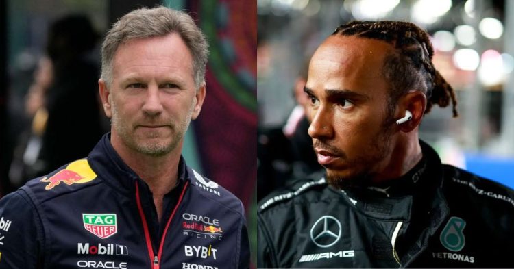 Christian Horner (left), Lewis Hamilton (right) (Credits- PlanetF1)