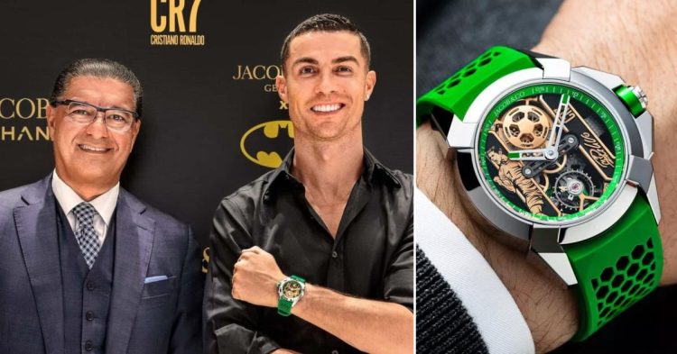 Cristiano Ronaldo wearing a 'Jacob & Co x CR7 Epic X' collection watch with Jacob & Co. owner