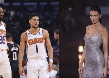Devin Booker with Kevin Durant and Kendall Jenner