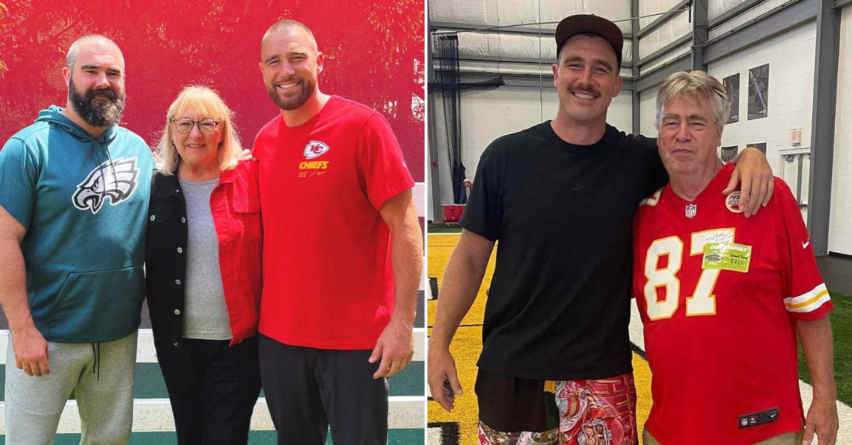 The Kelce brothers with their parents (Credit: People)