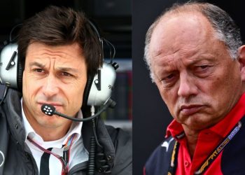 FIA issues formal warning against Toto Wolff (left), and Fred Vasseur (right) (Credits- PlanetF1, Formu1a.uno)