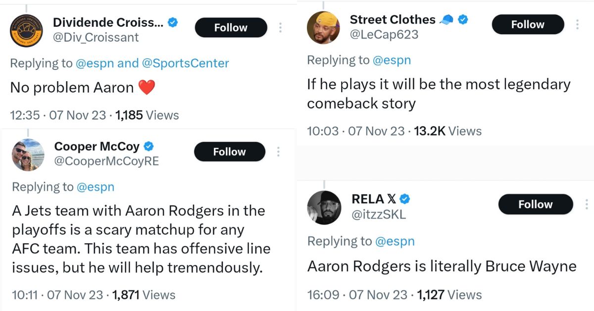 Fan reactions on Aaron Rodgers comeback (credits-X)