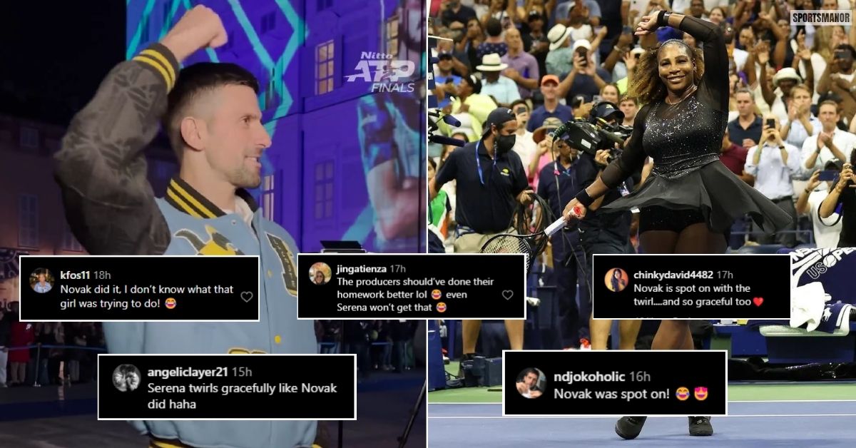 Fans react to Novak Djokovic imitating Serena Williams twirl (credits-X)