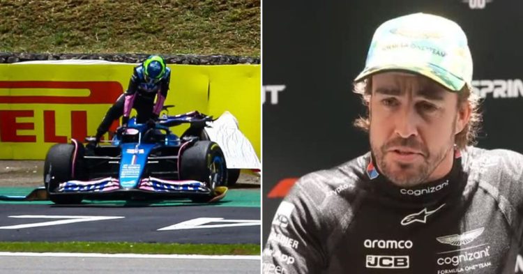 Fernando Alonso responds after crash with Esteban Ocon. (Credits - Sky Sports, Planet F1)