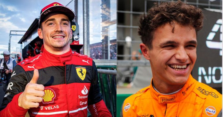 Ferrari F1 driver Charles Leclerc (left), McLaren F1 driver Lando Norris (right) (Credits- Twitter, Racingline.hu)