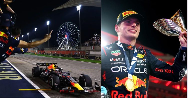 Formula 1 Bahrain Grand Prix 2023 (left), Max Verstappen (right) (Credits- F1, Vogue Man Arabia)