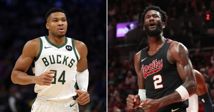 Giannis Antetokounmpo and Deandre Ayton (Credits - Getty Images and Blazers Edge)