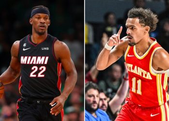 Heat's Jimmy Butler and Hawks' Trae Young