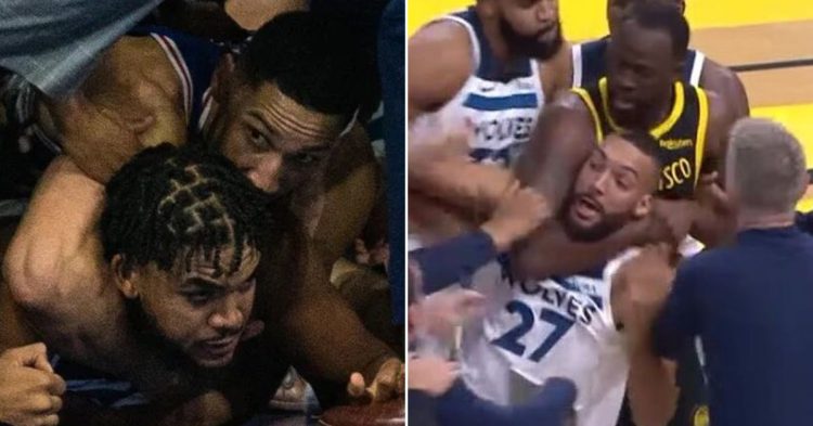 During a 2019 game, Ben Simmons wrapped Karl-Anthony Towns in a UFC-like chokehold and recently Draymond Green had Rudy Gobert in a headlock (Credits: X)