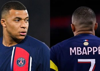 Report on Kylian Mbappe as the French forward wears a new golden badge as per the new protocol of Ligue 1.