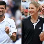 L Novak Djokovic; R Steffi Graf and Andre Agassi