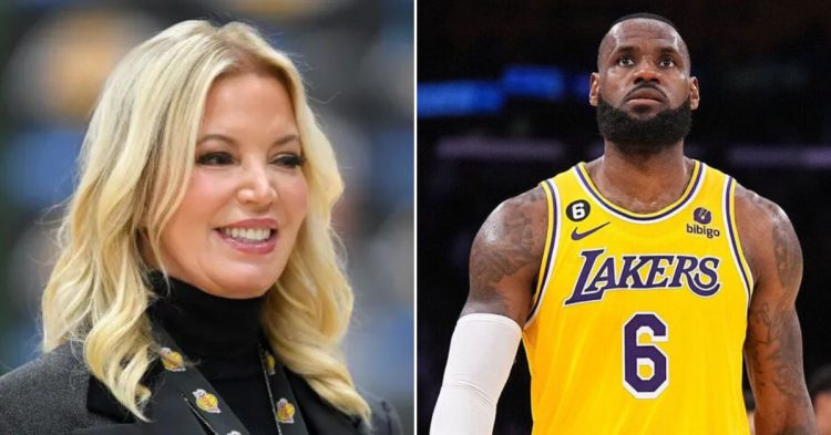 Lakers owner Jeanie Buss and LeBron James (Credits - Yahoo Sports and theScore)