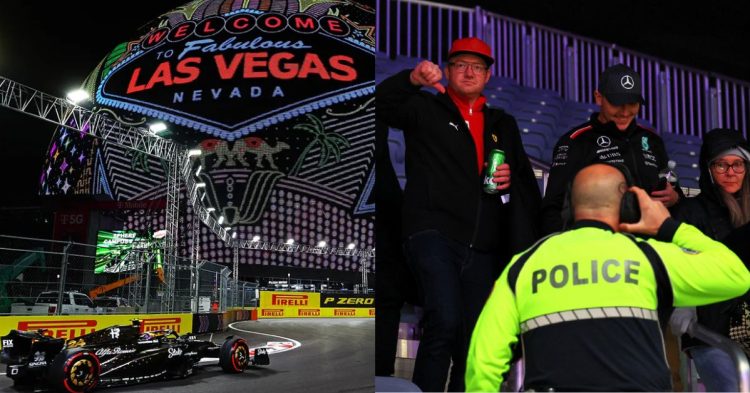 Las Vegas Street Circuit (left), disappointed F1 fans after FP1 (right) (Credits- Fox News, PlanetF1)