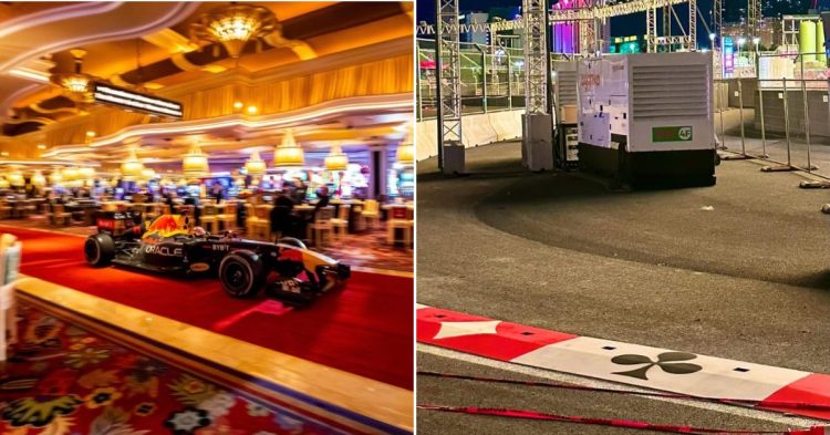 Las Vegas themed kerbs revealed for the Las Vegas Grand Prix. (Credits - Twitter, Racing News 365)