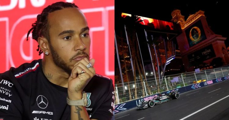 Lewis Hamilton (left), Las Vegas Grand Prix (right) (Credits- The Mirror, GB News)