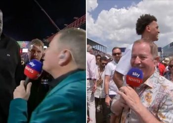 Martin Brundle conducts hilariously short interview with Shaquille O'Neal. (Credits - Daily Express, South African)