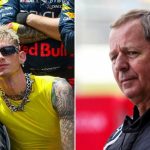 Martin brundle not happy with Machine Gun Kelly on the grid. (Credits - Crash, Planet F1)