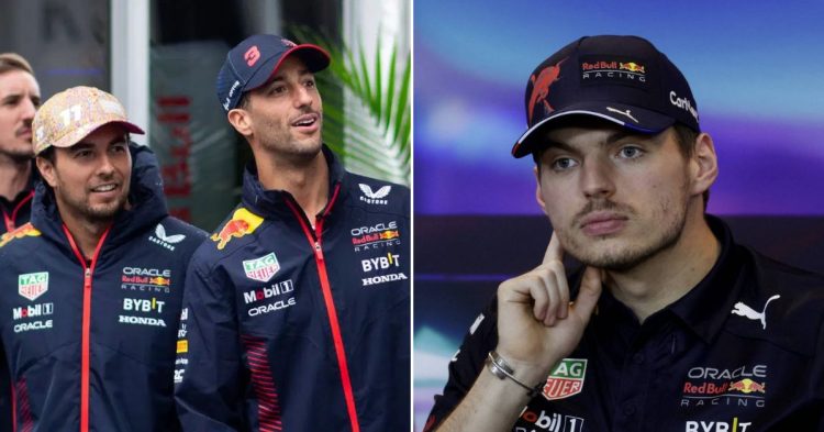 Max Verstappen is asked to choose between Sergio Perez and Daniel Ricciardo. (Credits - Imago, The Japan Times)
