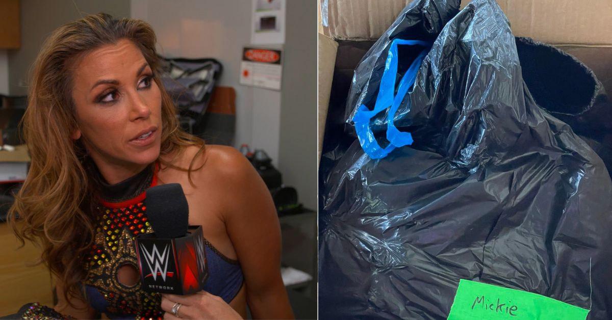 Mickie James got her belongings in a trash bag