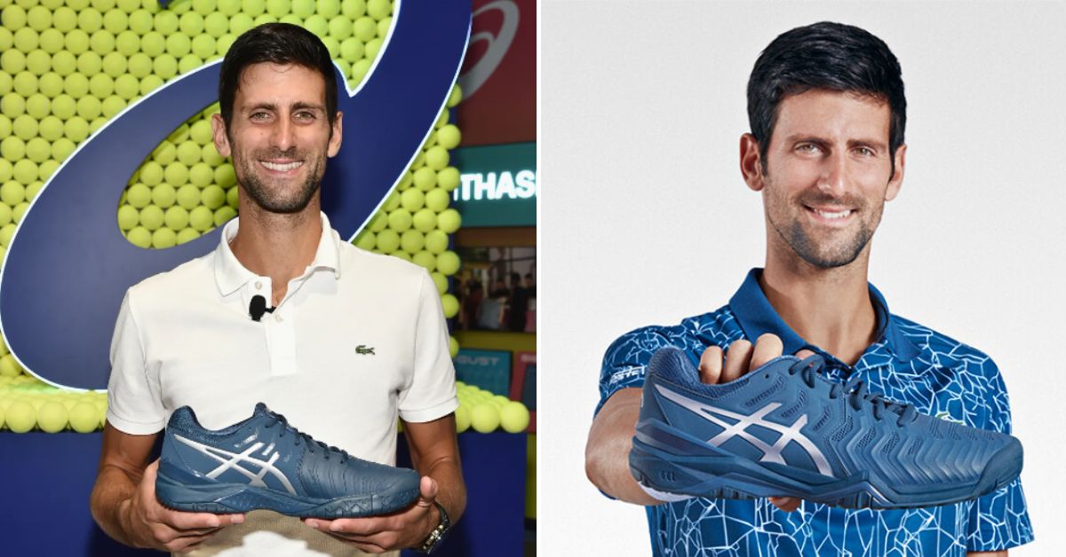 Novak Djokovic with his Asics shoes