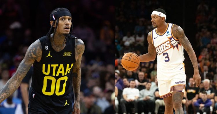 Phoenix Suns' Bradley Beal and Utah Jazz's Jordan Clarkson