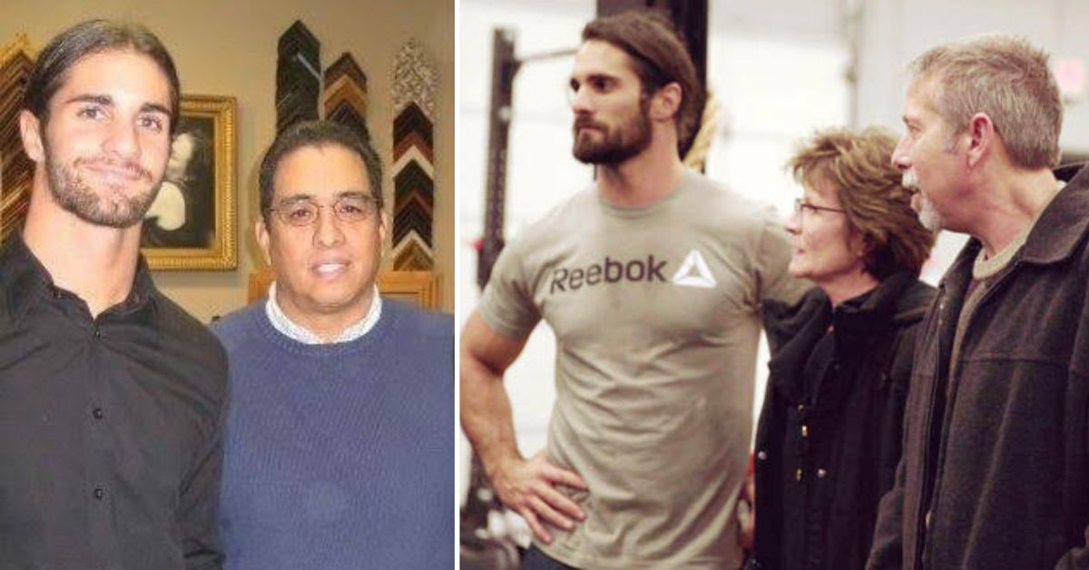 Seth Rollins with his biological father (left) and mother and stepfather (right)