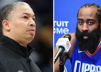 Tyronn Lue and James Harden (Credit- Getty Images and X)