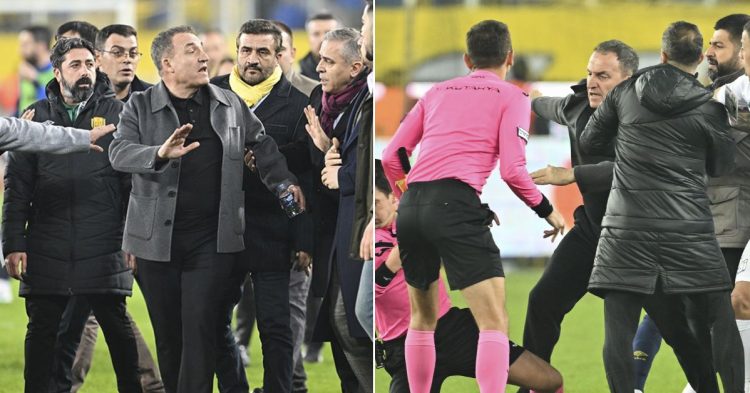 Ankaragucu president Faruk Koca assaults referee Halil Meler