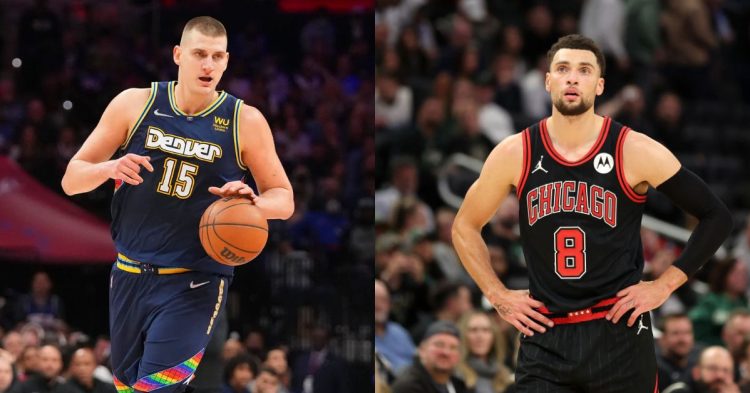 Denver Nuggets' Nikola Jokic and Chicago Bulls' Zach LaVine