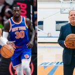 Jalen Brunson, Julius Randle, and Leon Rose, the president of the New York Knicks (Credits: Getty Images)