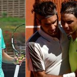L- Alex Michelsen; R- Roger Federer and Rafael Nadal