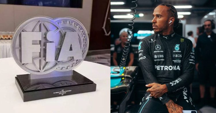 Lewis Hamilton walks away without the trophy to show support for Susie Wolff