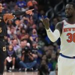 New York Knicks' Julius Randle and Cleveland Cavaliers' Donovan Mitchell