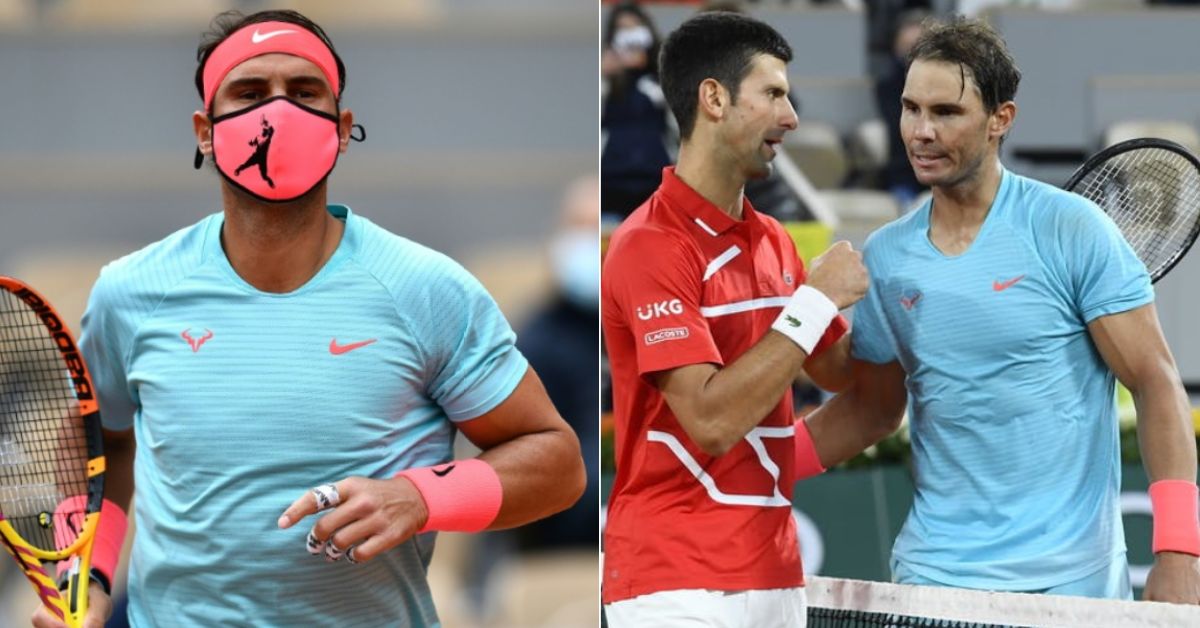 Rafael Nadal with Novak Djokovic at 2020 French Open Finals