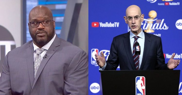 Shaquille O'Neal and NBA commissioner Adam Silver