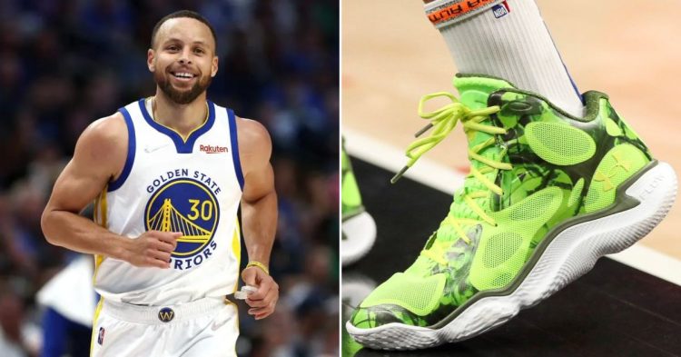Stephen Curry and Curry Spawn FloTro shoe (Credits: Getty Images and X)